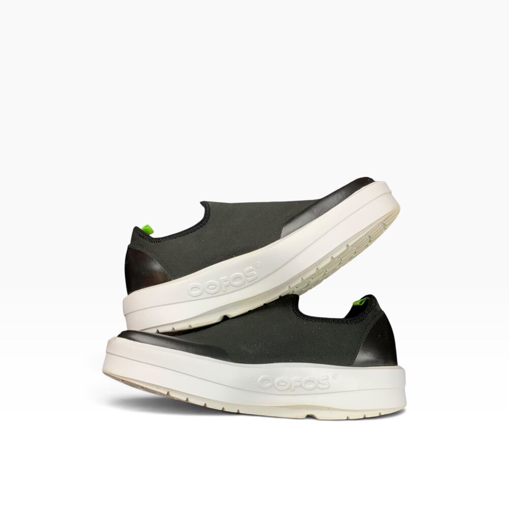 OOFOS Womens 10 OOahh Black White Slip On Recovery Shoes Comfort Walking EU 41